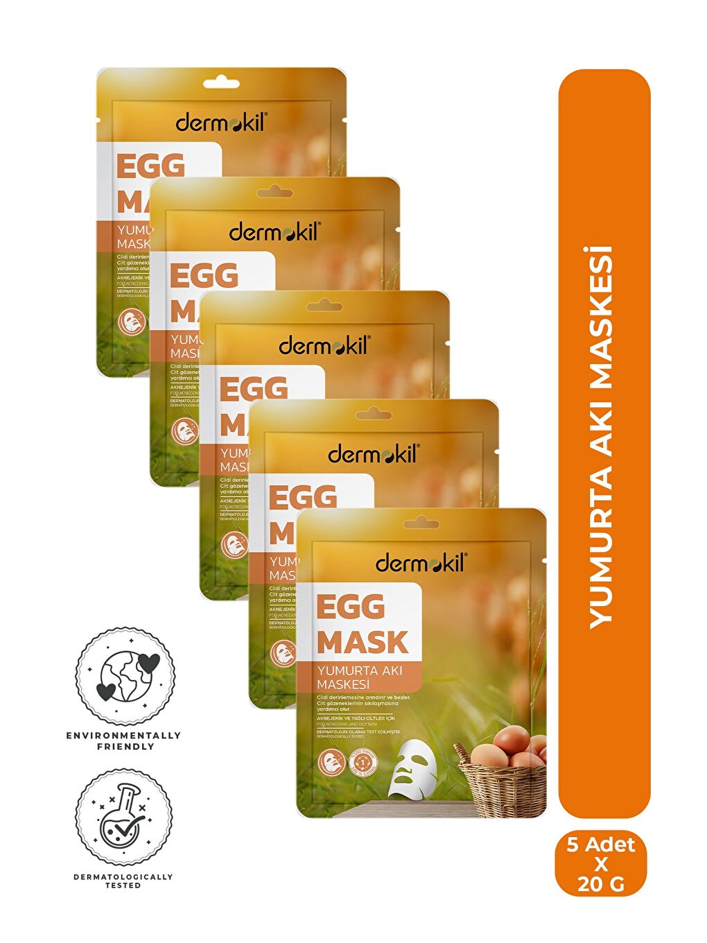 Yumurta Kağıt Yüz Maskesi (Aknejenik ve Yağlı Ciltler için) 20 g x 5 Adet