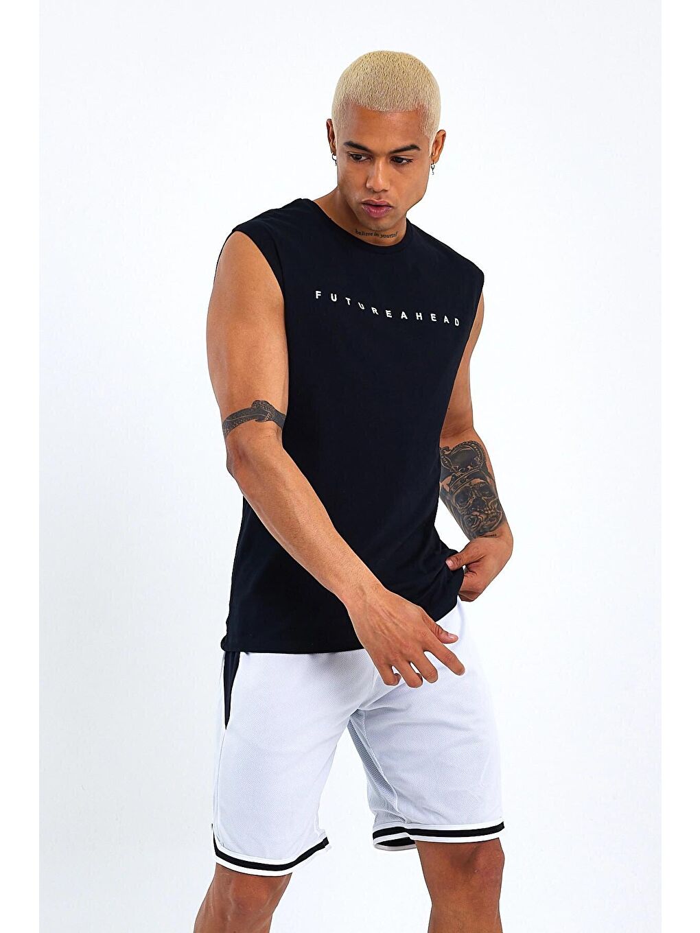 Siyah Erkek Bisiklet Yaka Regular Fit Baskılı Tişort SPR23AT344-1