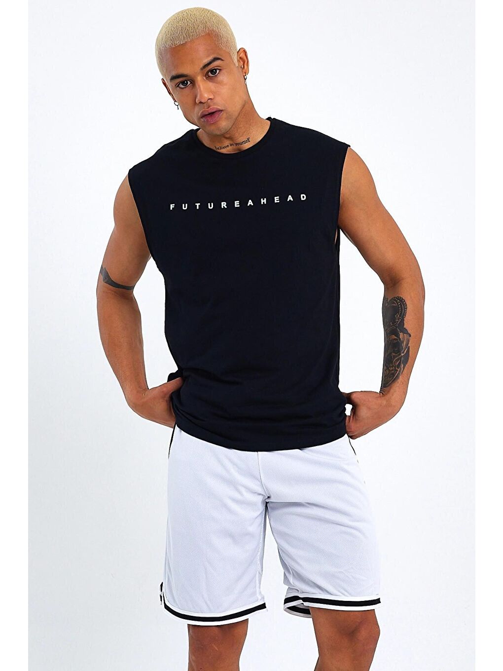 Siyah Erkek Bisiklet Yaka Regular Fit Baskılı Tişort SPR23AT344-3