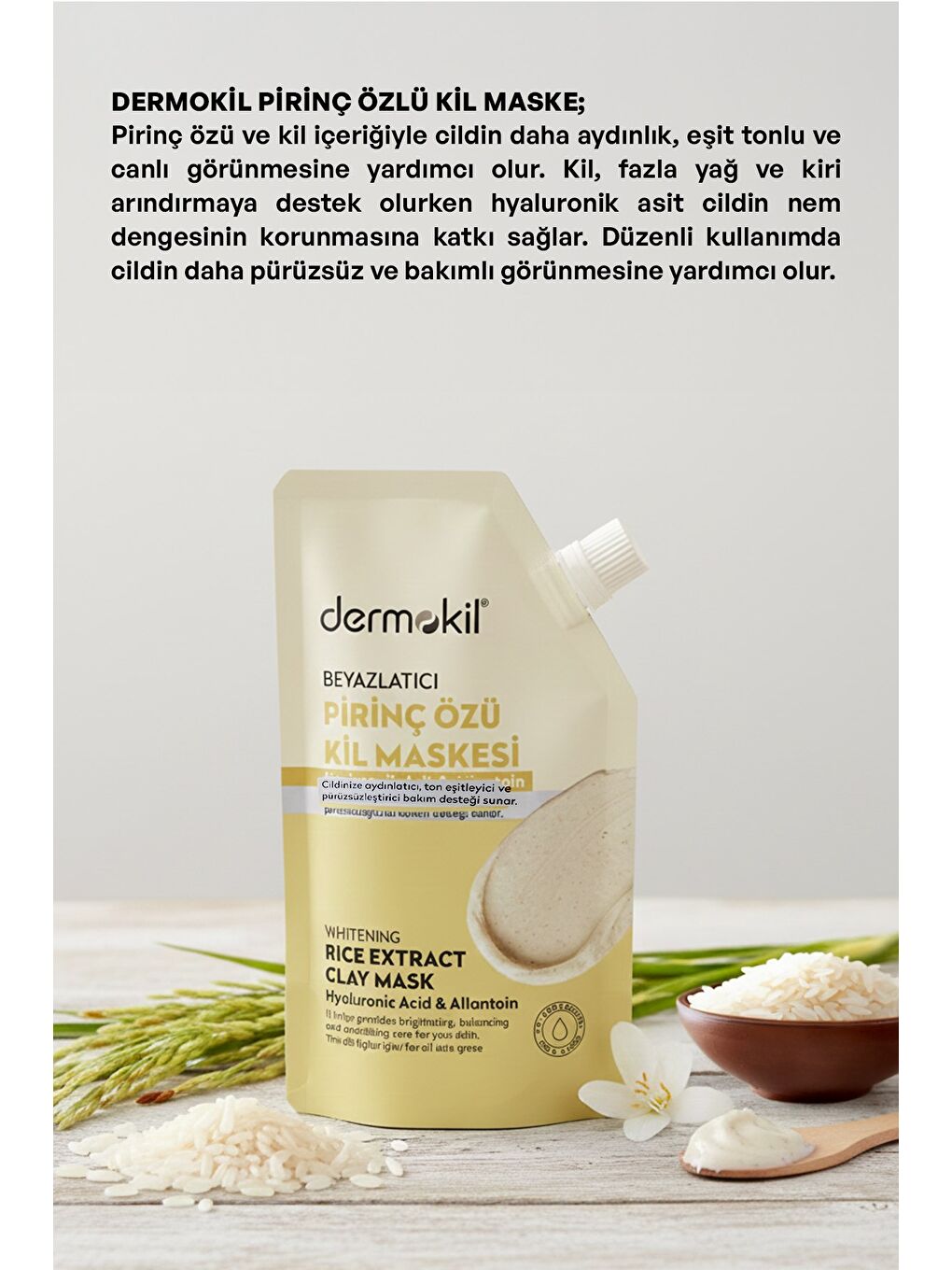 Pirinç Özü Beyazlatıcı Kil Maskesi Cilt Bakım Seti 30 ml x 5 Adet-3
