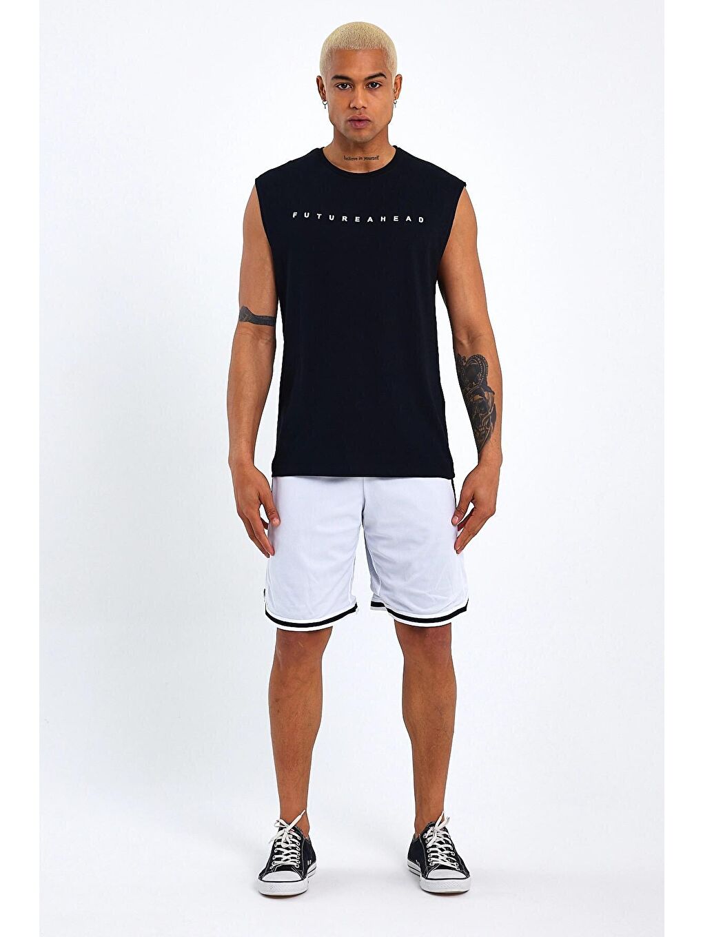 Siyah Erkek Bisiklet Yaka Regular Fit Baskılı Tişort SPR23AT344-4