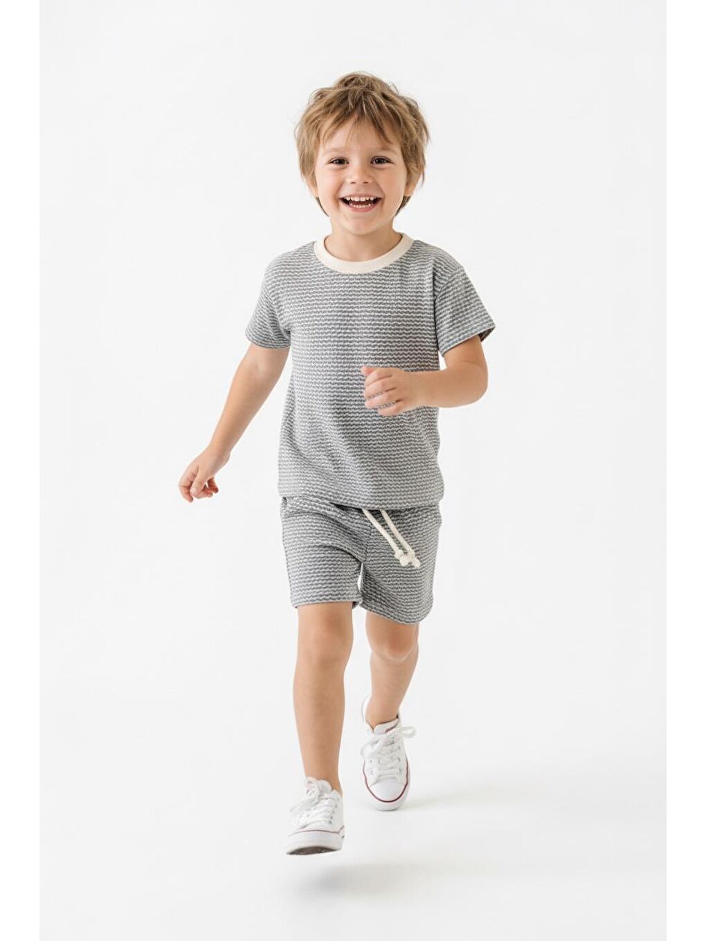 Bej Desenli Şort Tişört 2li Takım-2