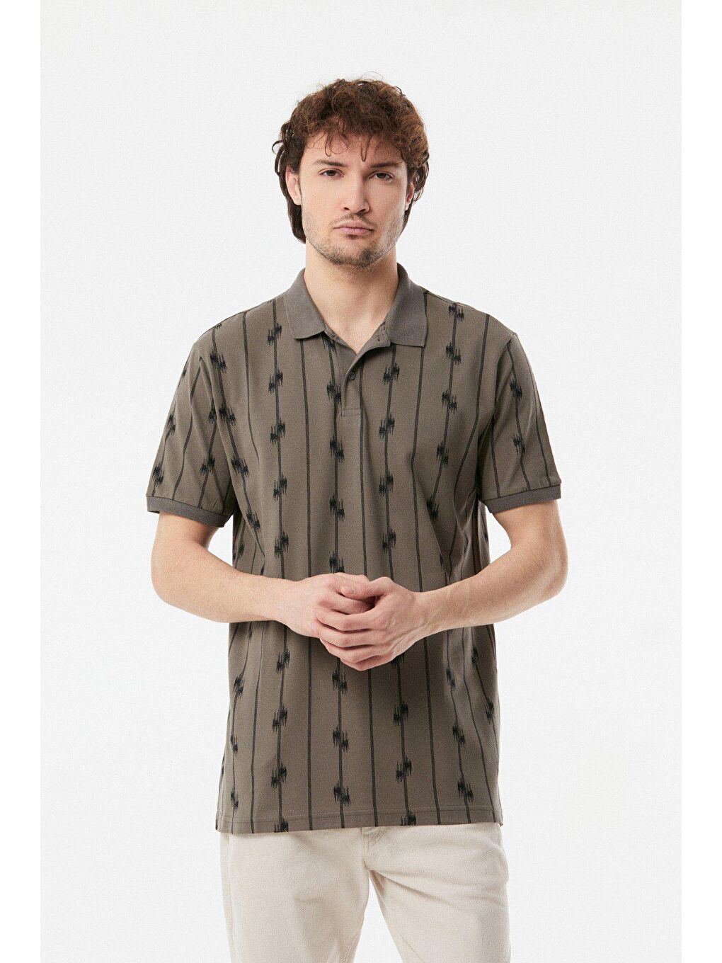 Antrasit Baskılı Polo Yaka Tişört