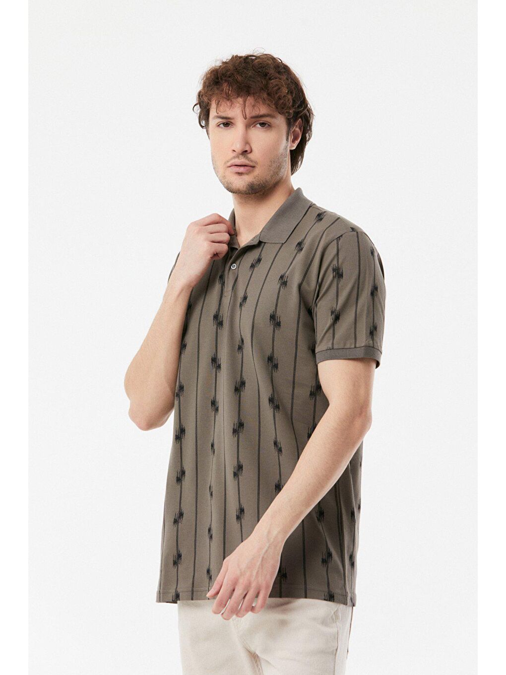 Antrasit Baskılı Polo Yaka Tişört-2