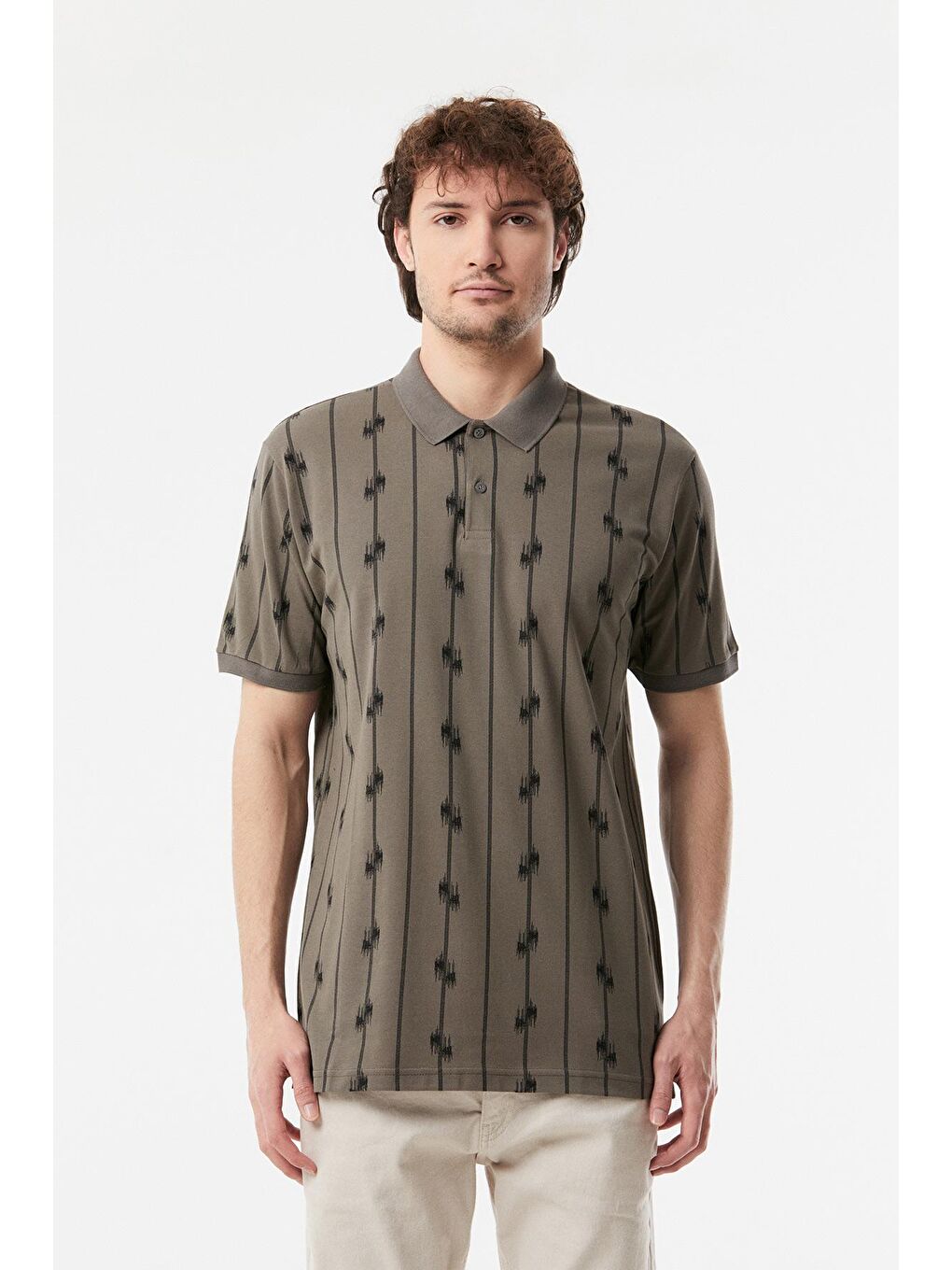 Antrasit Baskılı Polo Yaka Tişört-4