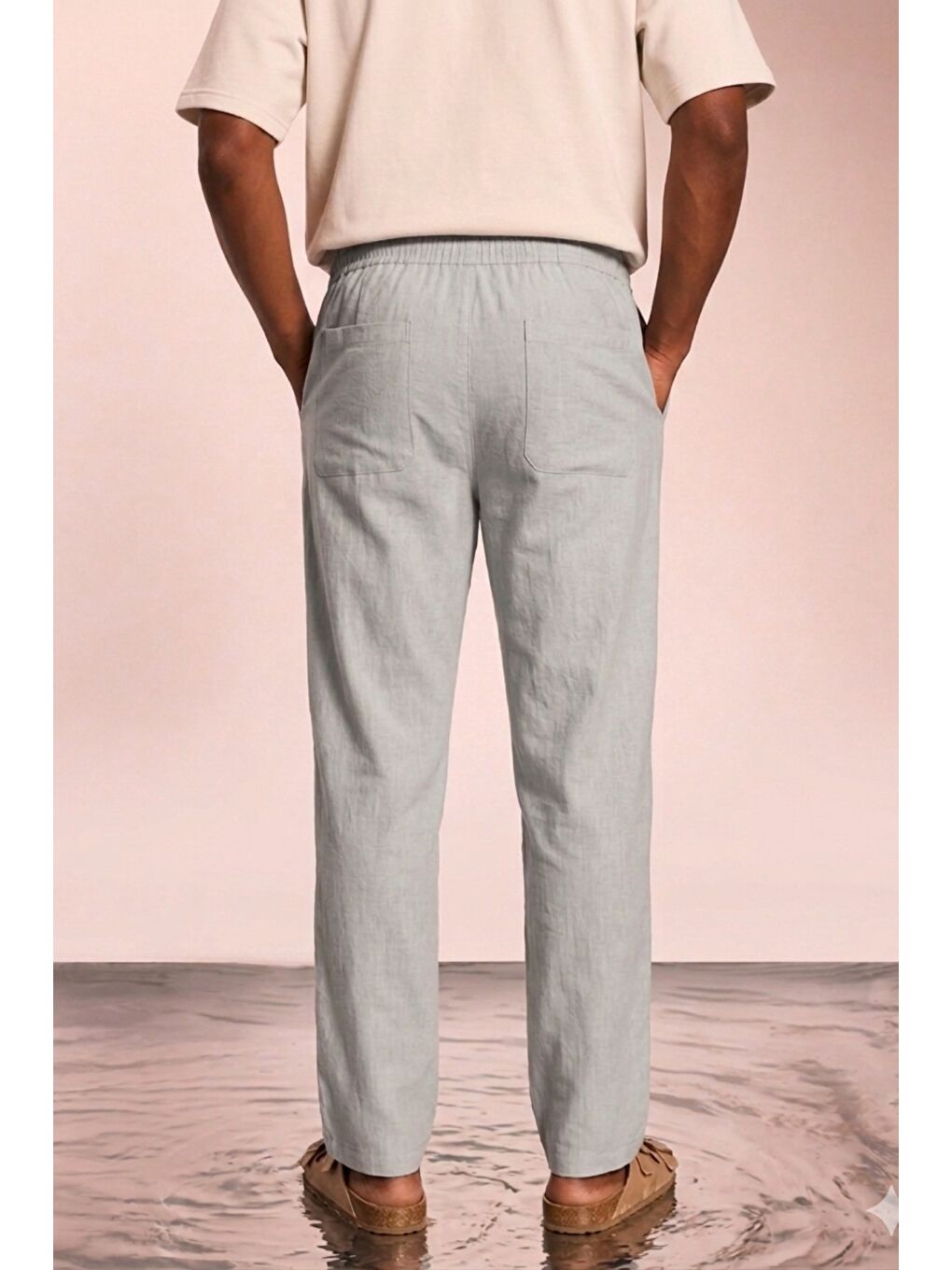 Gri Modal Kumaş Erkek Lastikli Bel Rahat Kesim Pantolon – Günlük & Konforlu-1
