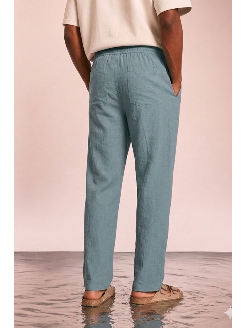 Turkuaz Modal Kumaş Erkek Lastikli Bel Rahat Kesim Pantolon – Günlük & Konforlu-2