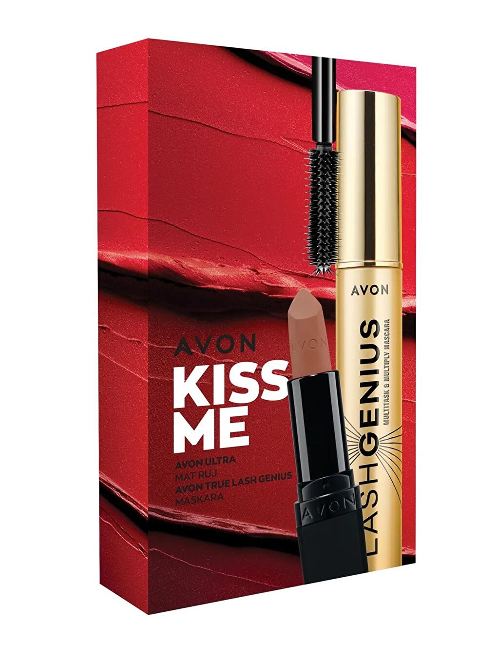 AVON Kiss Me Ultra Mat Ruj Marvellous Mocha ve Lash Genius Maskara Hediye Paketi