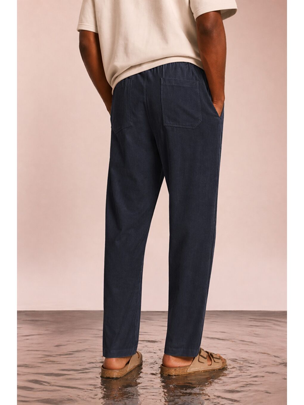 Siyah Modal Kumaş Erkek Lastikli Bel Rahat Kesim Pantolon – Günlük & Konforlu-1