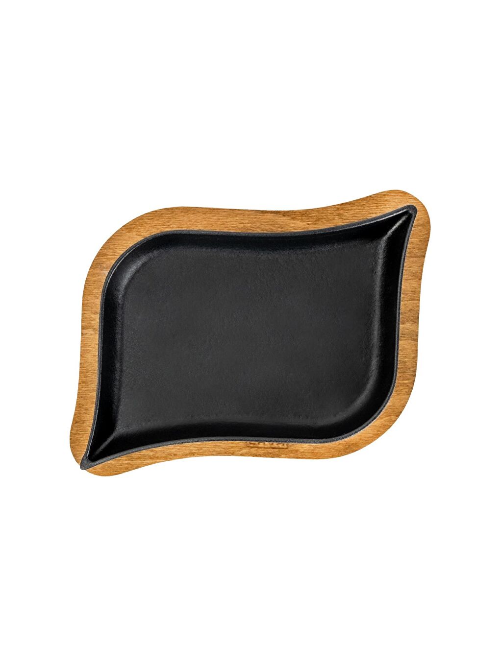 Siyah Dikdörtgen Servis Tabağı ve Ahşap altlığı. Ölçü 13x19cm.-2