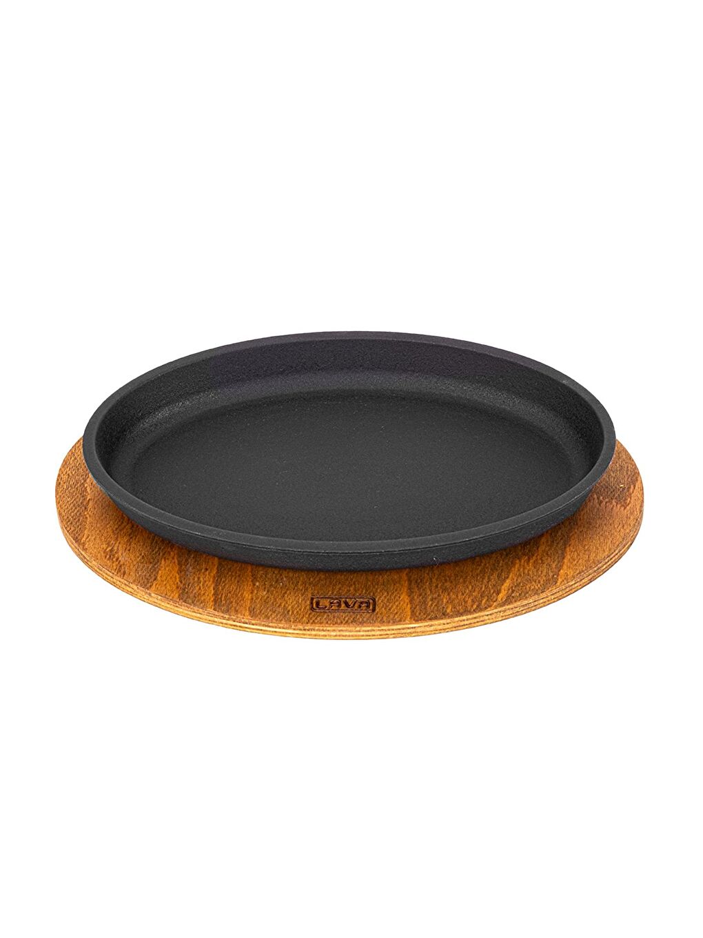 Siyah Oval Servis Tabağı ve Ahşap altlığı. Ölçü 15x25cm.