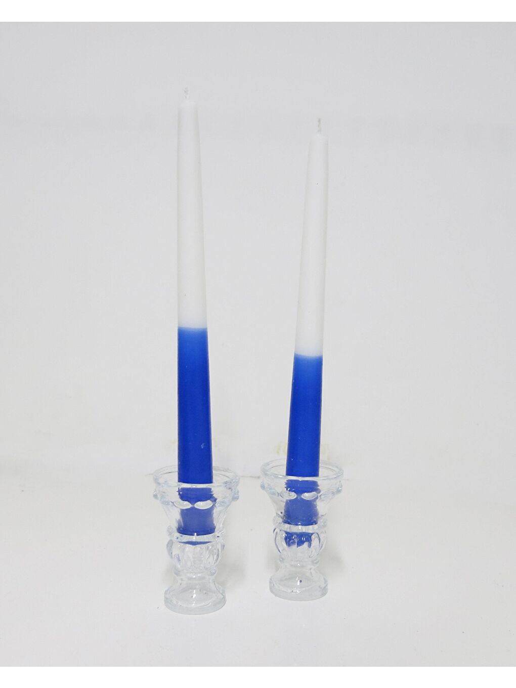 2li Degrade Saks Mavisi Konik Şamdan Mum Seti-2