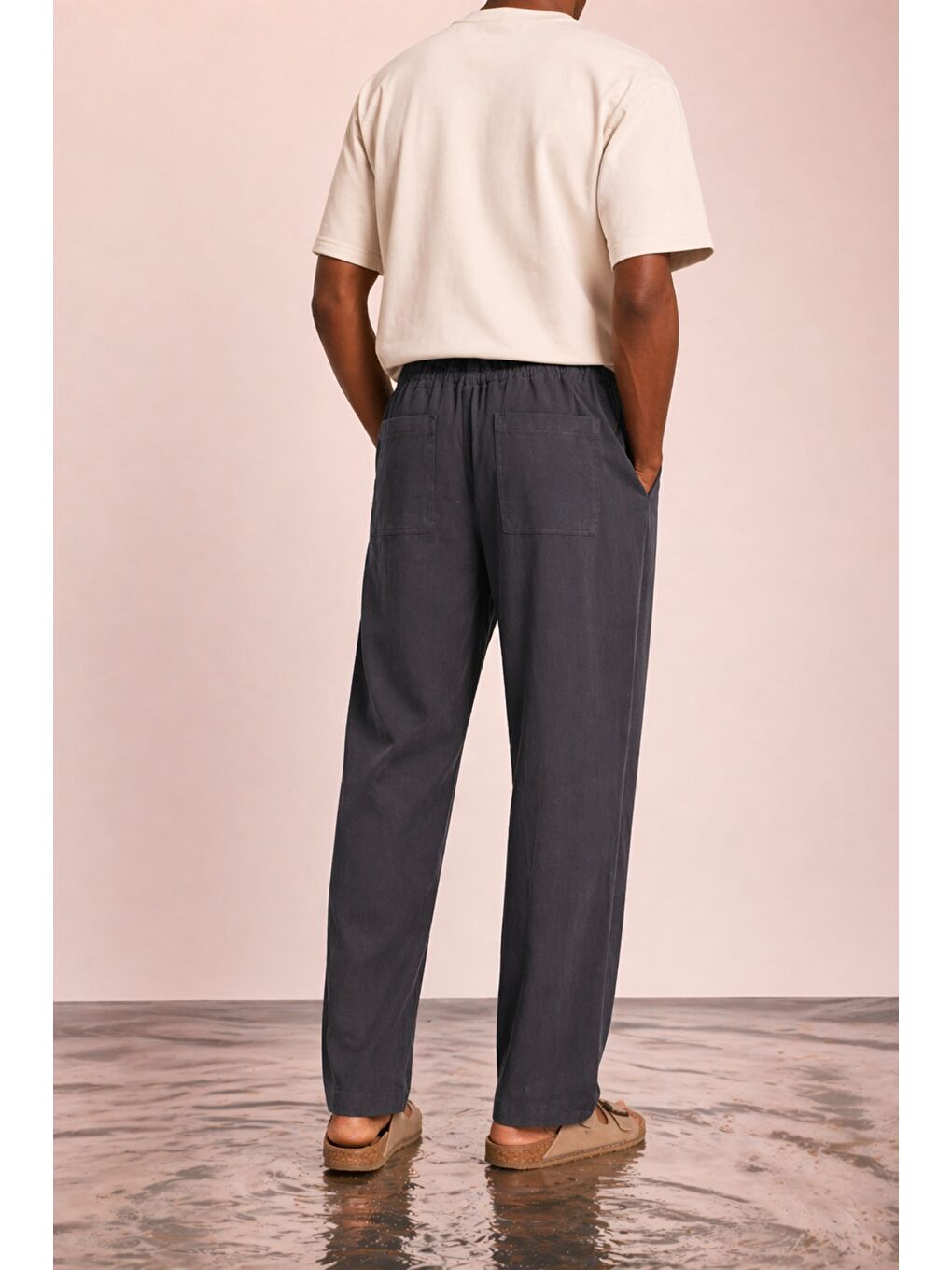 Gri Modal Kumaş Erkek Lastikli Bel Rahat Kesim Pantolon – Günlük & Konforlu-1