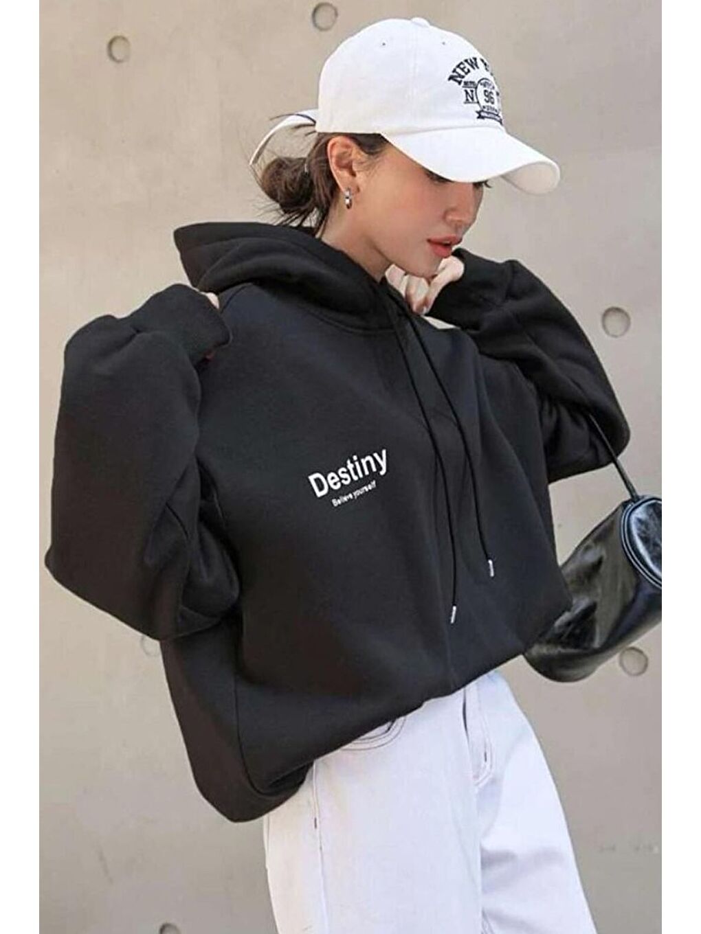 Siyah Unisex Destiny Baskılı Sweatshirt