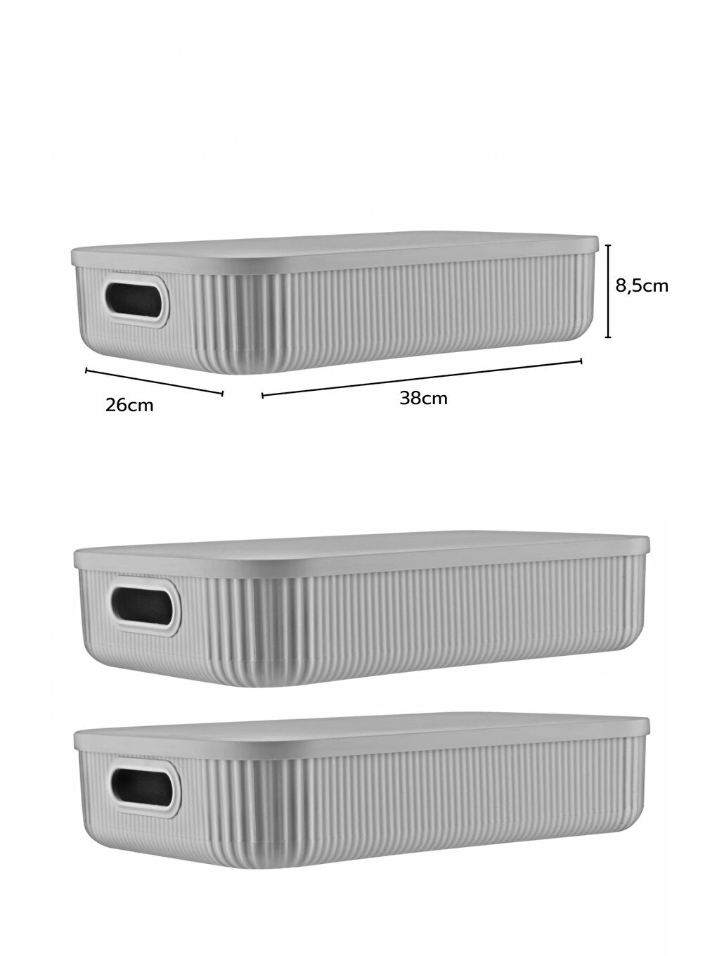 Nandy Home Gri 3 Lü Set Çok Amaçlı Dekoratif Düzenleyici Depolama Kutusu 6 8LT - 2