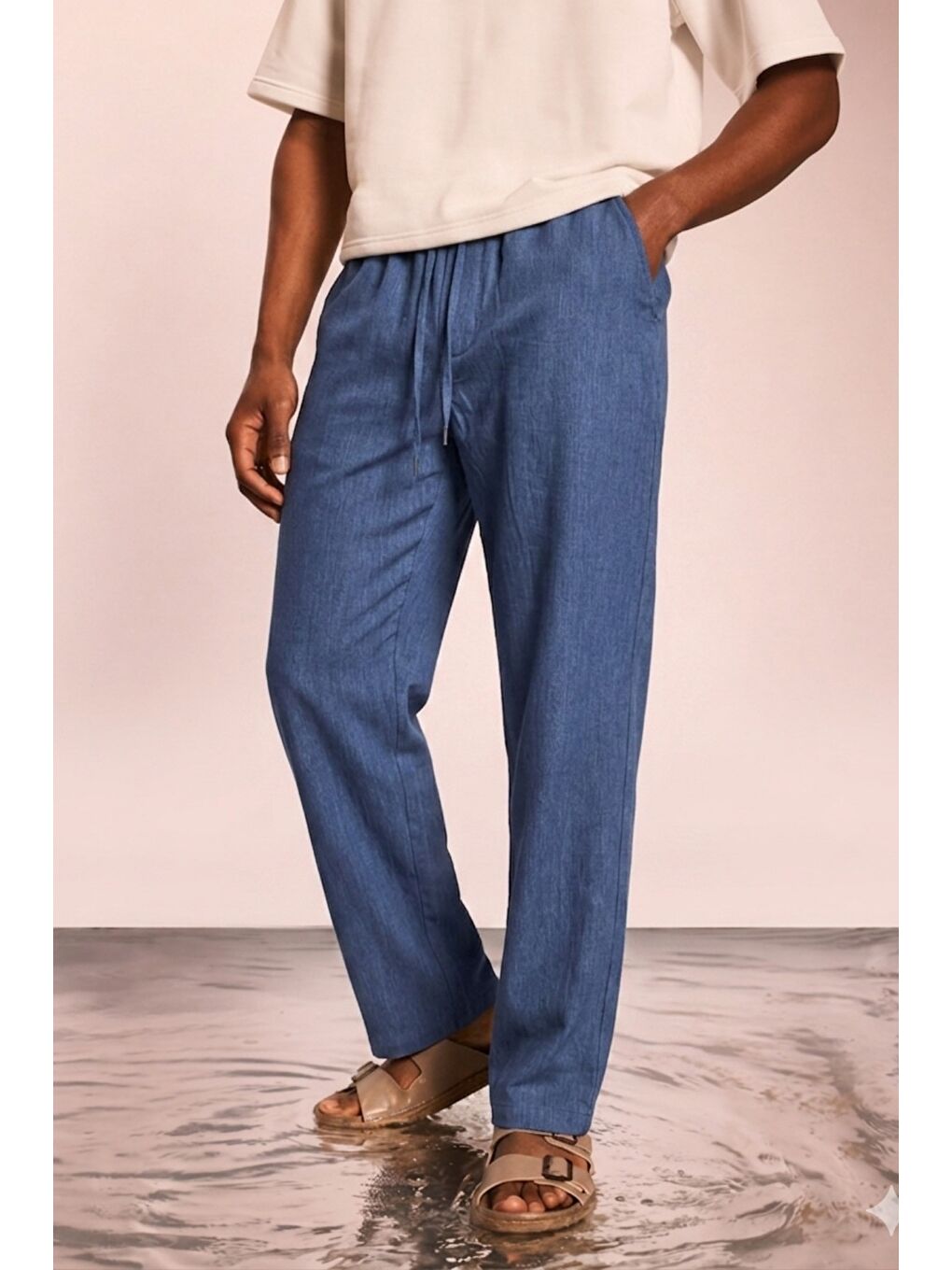 Lacivert Modal Kumaş Erkek Lastikli Bel Rahat Kesim Pantolon – Günlük & Konforlu