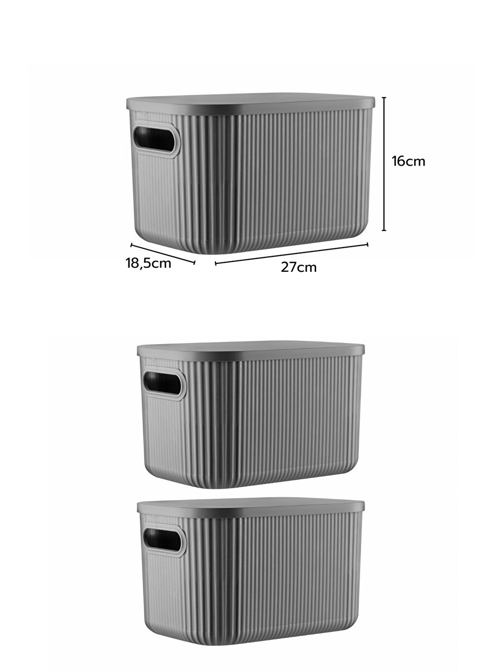 Nandy Home Antrasit 3 Lü Set Çok Amaçlı Dekoratif Düzenleyici Depolama Kutusu 6 2LT - 2