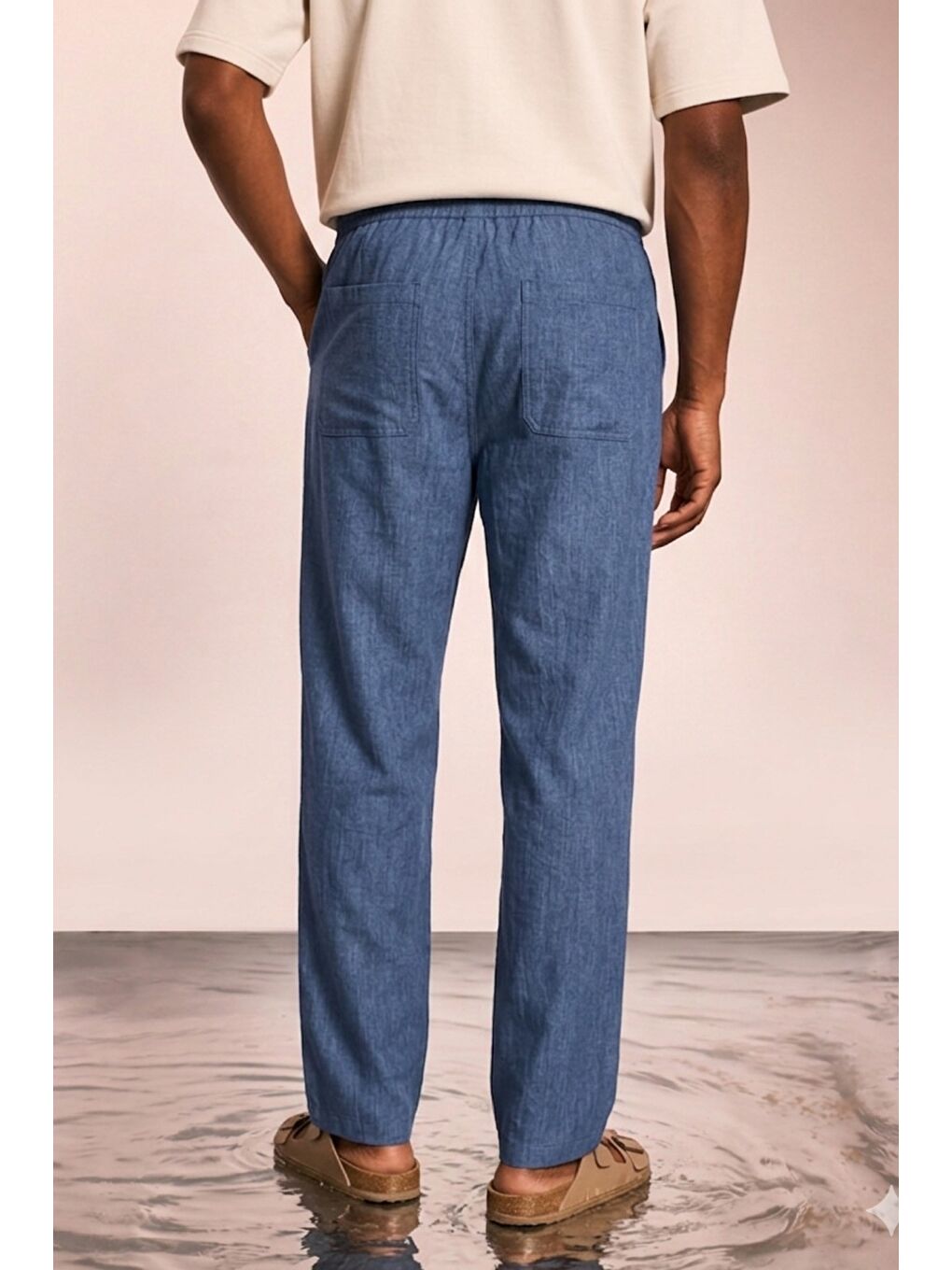 Lacivert Modal Kumaş Erkek Lastikli Bel Rahat Kesim Pantolon – Günlük & Konforlu-2