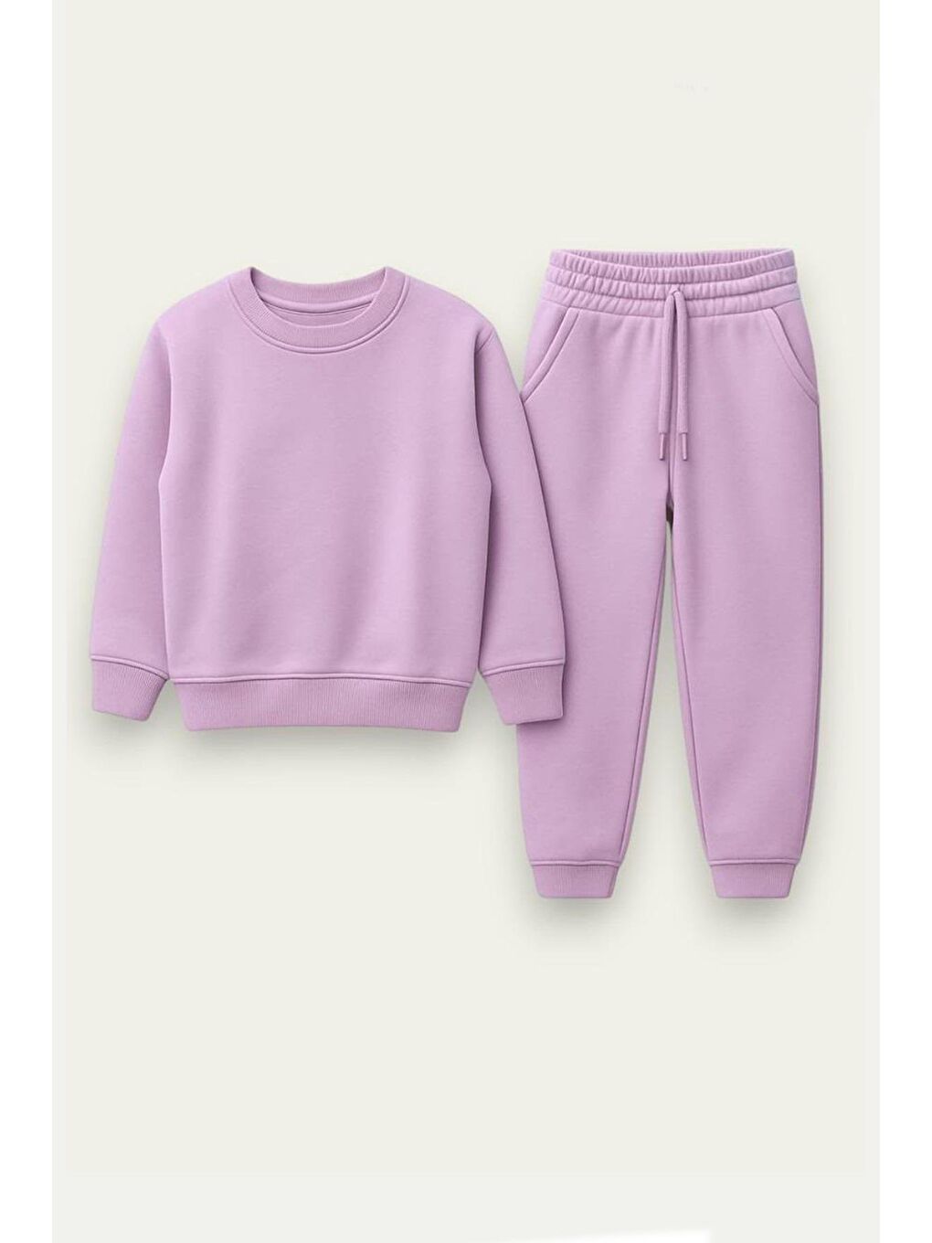 Lila Unisex Çocuk Şardonlu 3 İplik Kumaş Basic Alt Üst Takım
