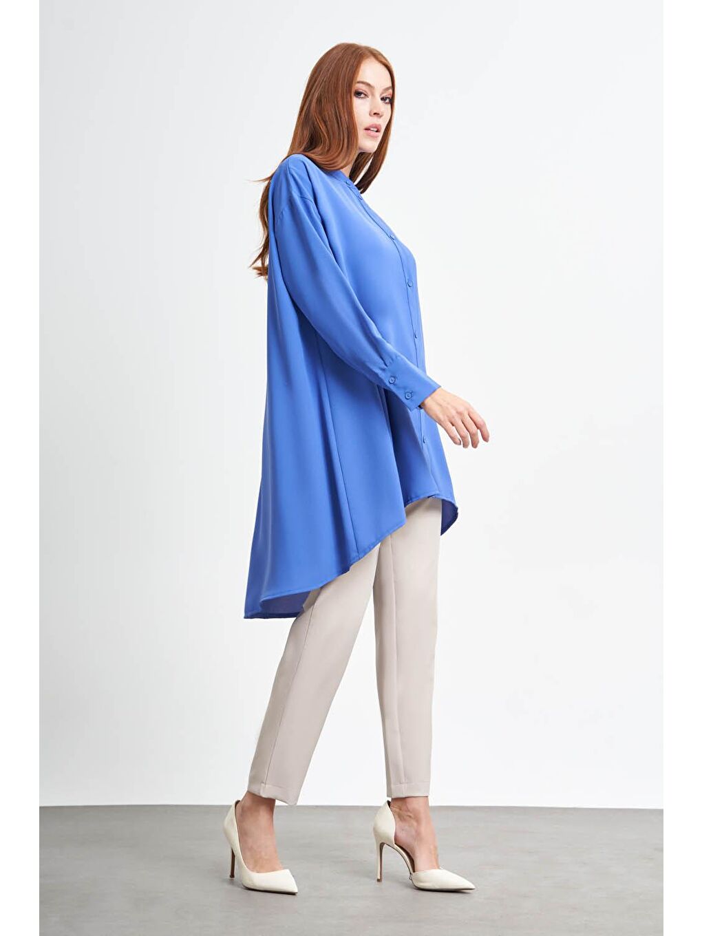 Hakim Yaka İndigo Krep Tunik-1