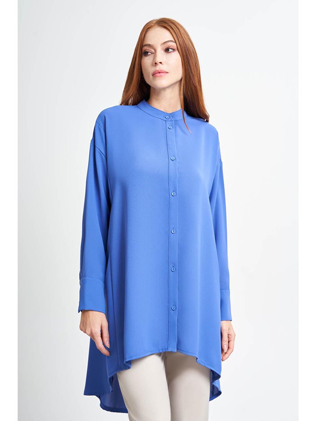 Hakim Yaka İndigo Krep Tunik-2