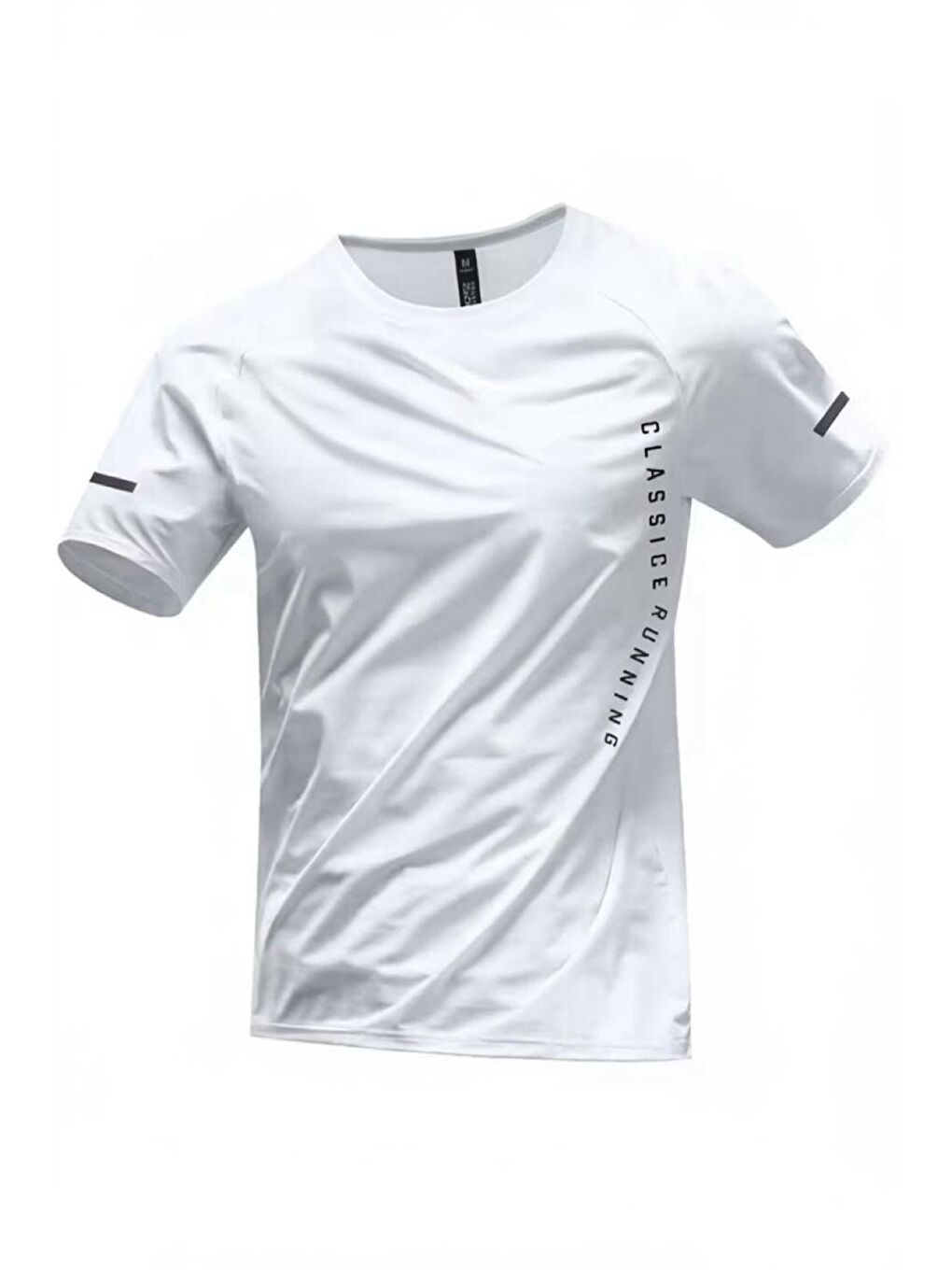 Beyaz Classic Running Ice Silk Erkek Sporcu Tişört Nefes Alabilir Hızlı Kuruyan Koşu ve Fitness Tişörtü-3