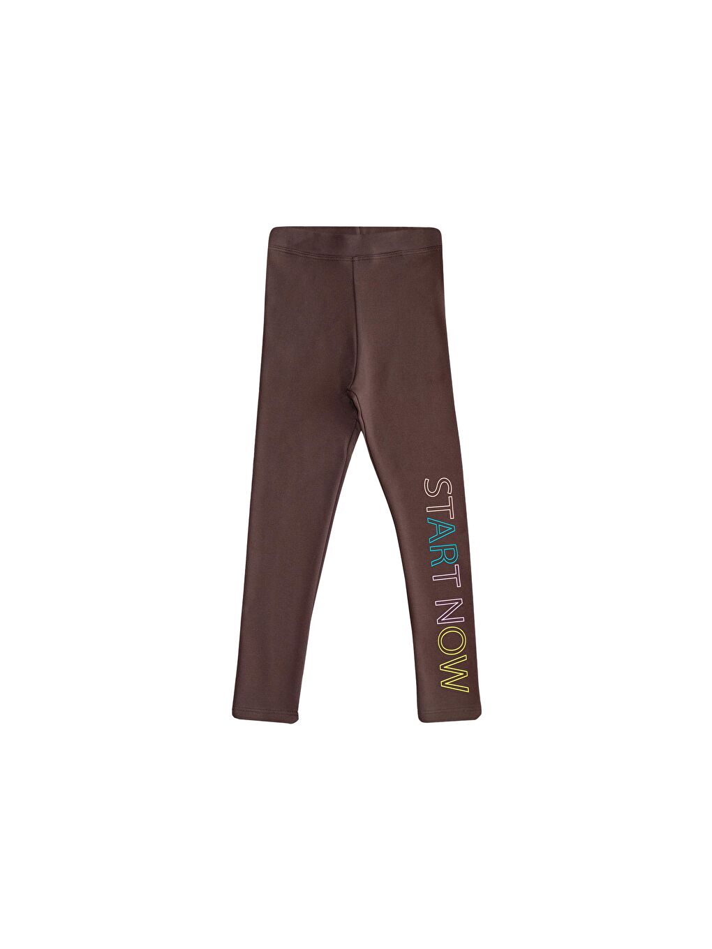 Kahverengi Kız Çocuk Start Now Baskılı Şardonlu Tayt