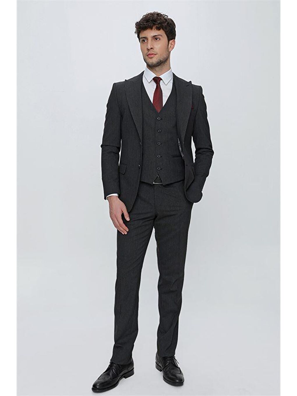 Siyah Çizgili Kırlangıç Yaka Astarlı Yelekli 6 Drop Slim Fit Dar Kesim Klasik Takım 1001230160-2