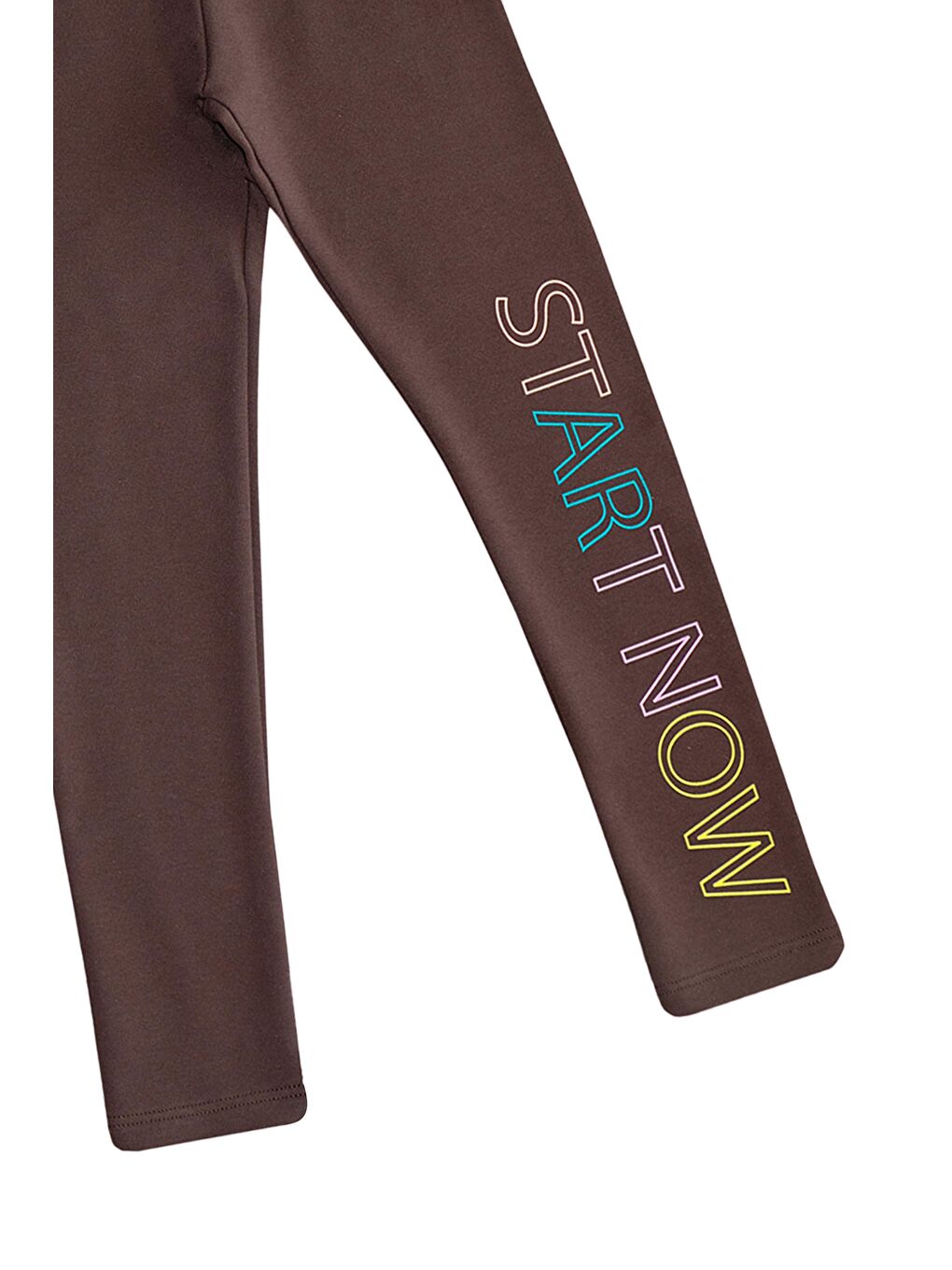 Kahverengi Kız Çocuk Start Now Baskılı Şardonlu Tayt-1