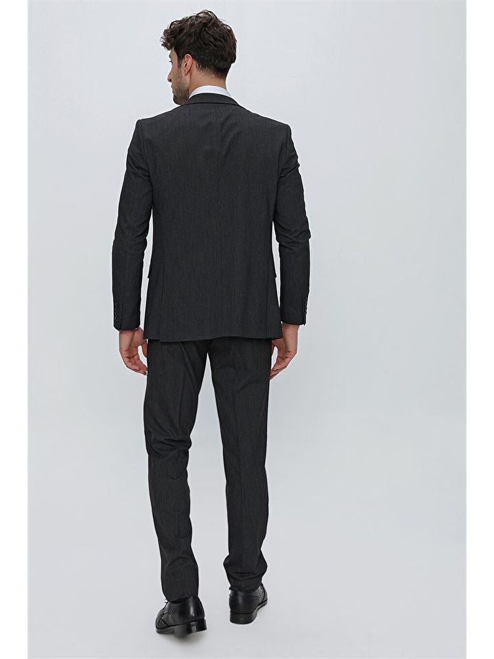 Siyah Çizgili Kırlangıç Yaka Astarlı Yelekli 6 Drop Slim Fit Dar Kesim Klasik Takım 1001230160-6