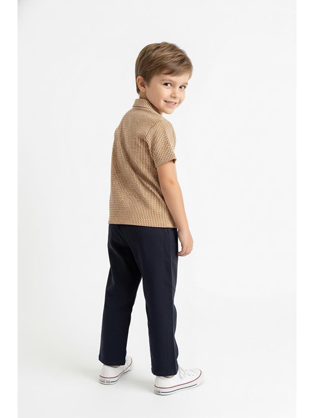 Sarı Kabartma Çizgili Gömlek 2li Takım-1