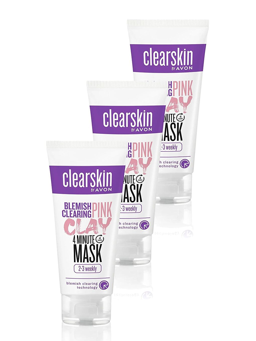 AVON Renksiz Clearskin Blemish Clearing Leke Karsıtı Pembe Kil Yüz Maskesi 75 Ml. Üçlü Set