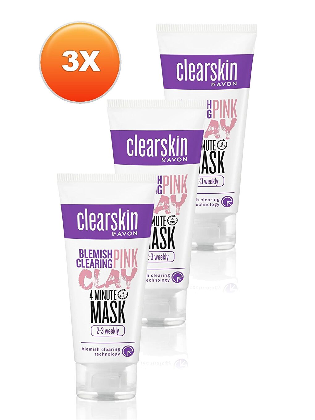 AVON Renksiz Clearskin Blemish Clearing Leke Karsıtı Pembe Kil Yüz Maskesi 75 Ml. Üçlü Set - 1