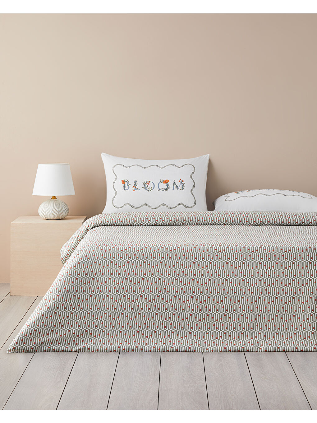 Lierre Pamuklu Ranforce Çift Kişilik Nevresim Takımı 200x220 cm Yeşil-1