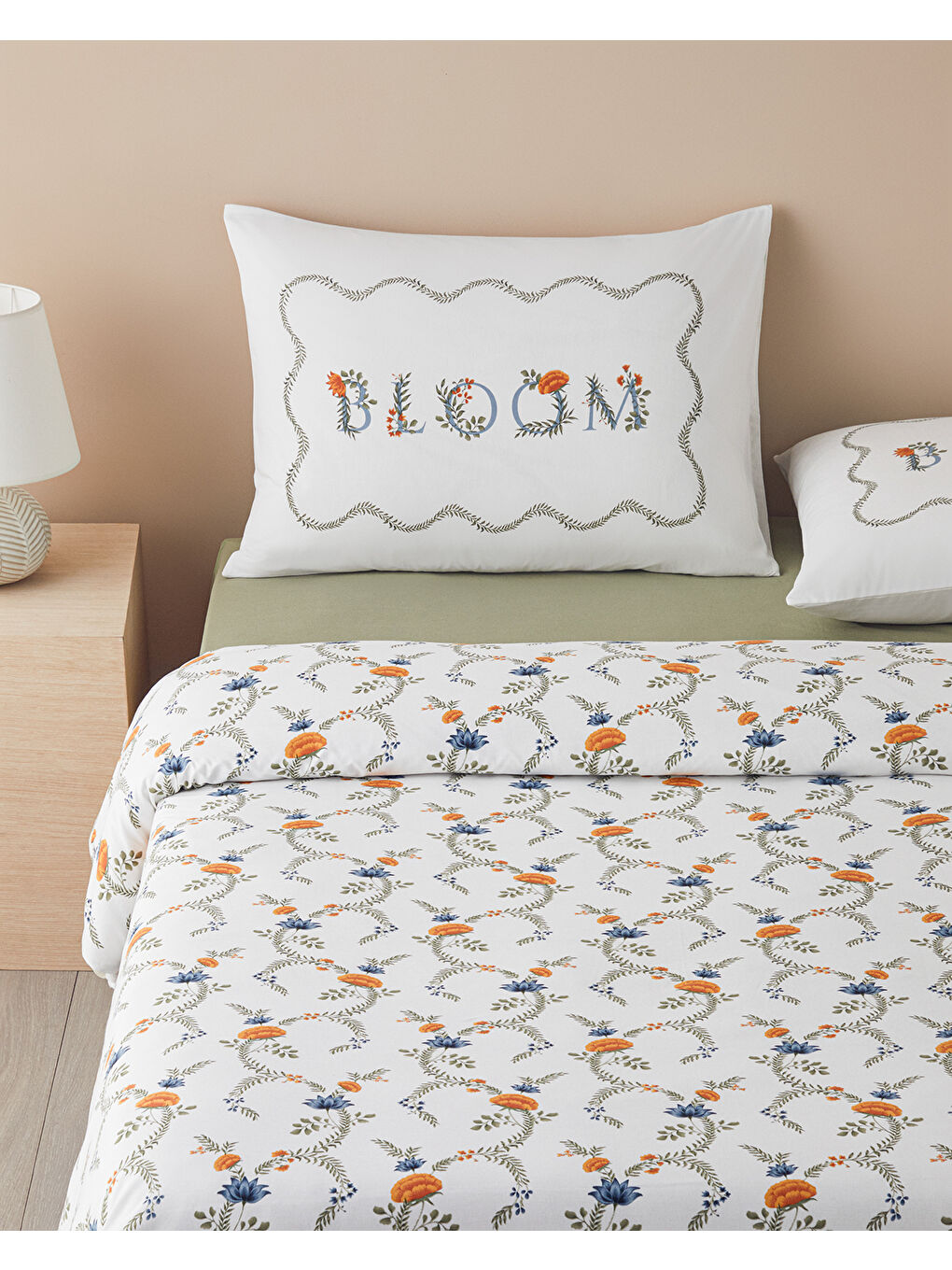 Lierre Pamuklu Ranforce Çift Kişilik Nevresim Takımı 200x220 cm Yeşil-2