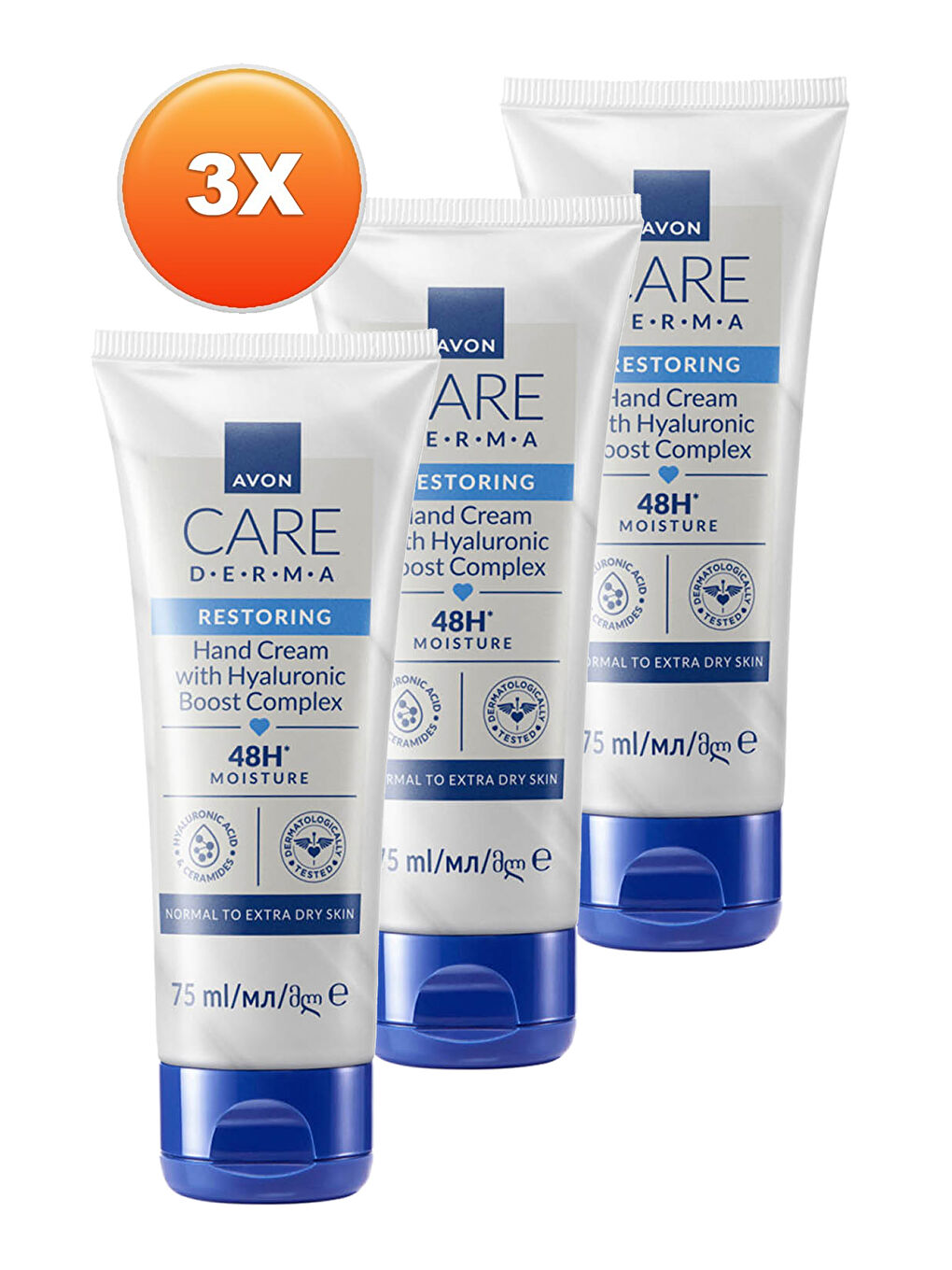 AVON Care Derma Restoring Hyaluronic Boost El Kremi 75 Ml. Üçlü Set - 1