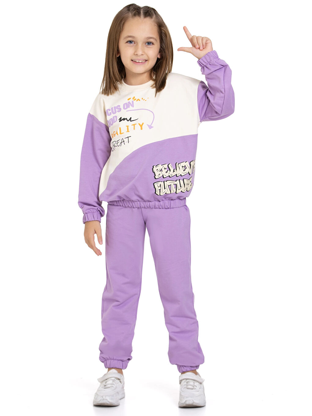 Lila Focus On Good Baskılı Takım 74454