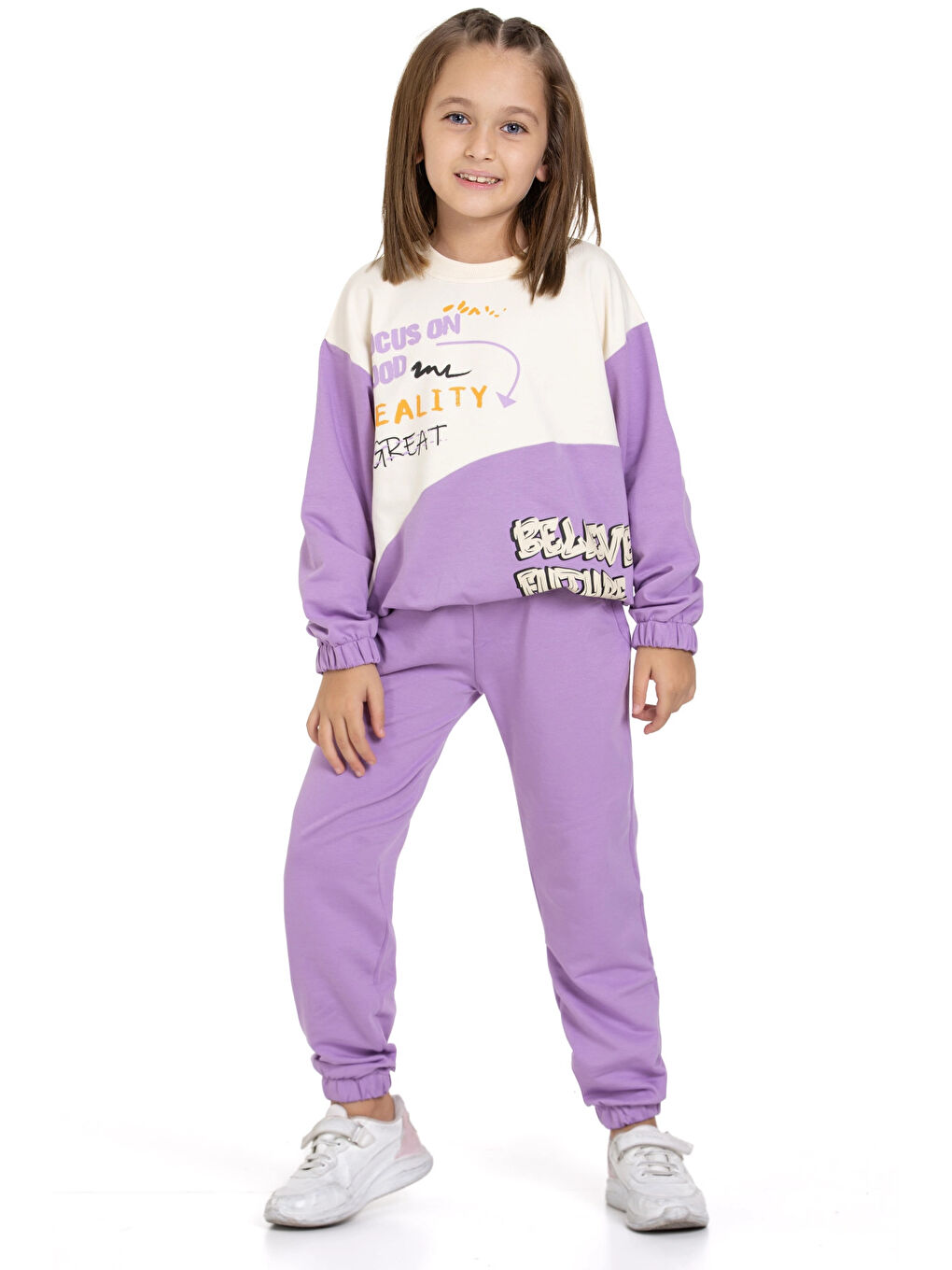 Lila Focus On Good Baskılı Takım 74454-2