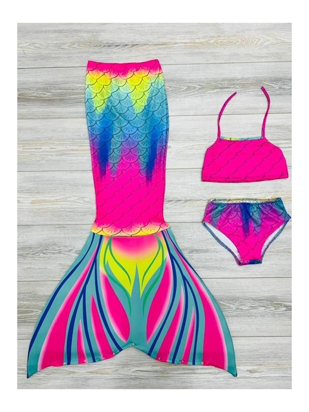 Karışık Parlak Renkli Deniz Kızı Mayo Kostümü 3'lü Set