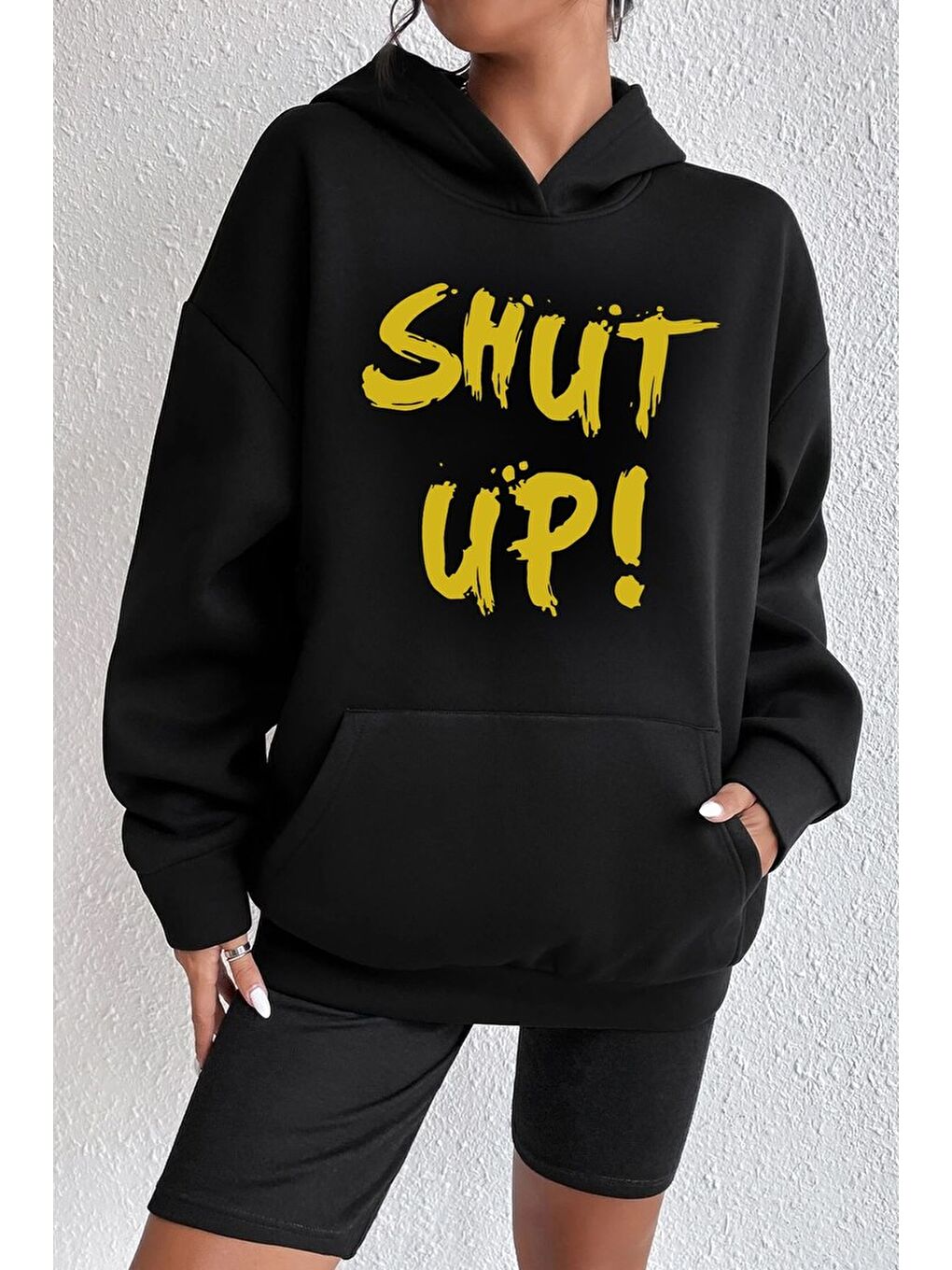 uyguntarz Siyah Unisex Shut Up Baskılı Sweatshirt