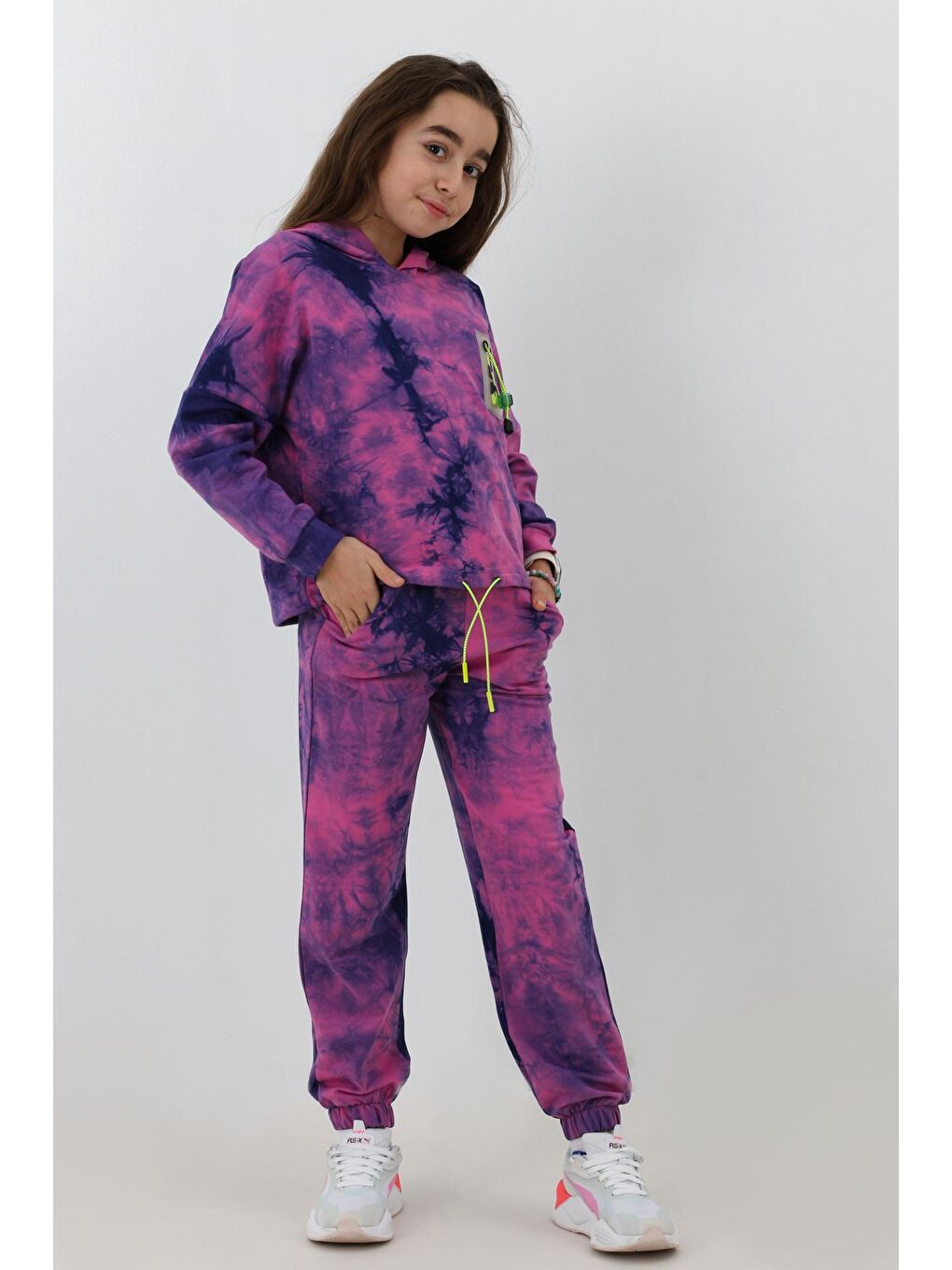 Mor Kız Çocuk Loco Baskılı Batik Eşofman Takımı 14120-2