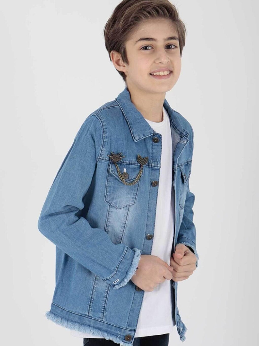 Turkuaz Erkek Çocuk Jean Ceket-1