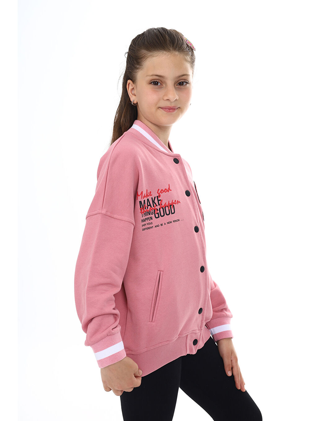 Toontoykids Pembe Kız Çocuk Baskılı Kolej Ceket - 2