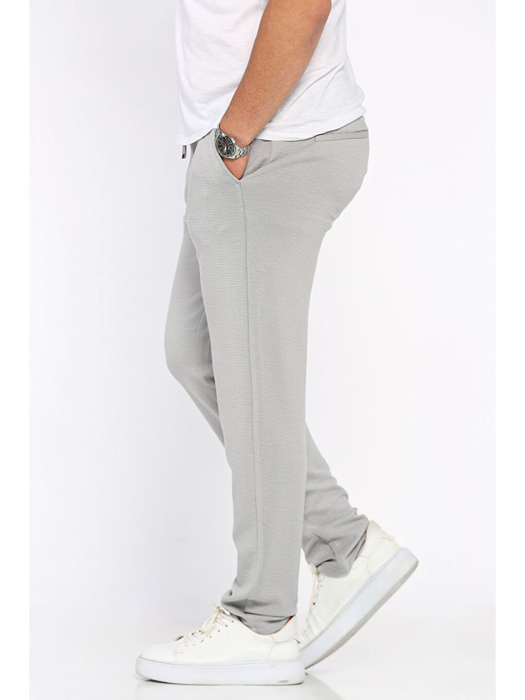 Gri Bel Lastikli Jogger Pantolon-1