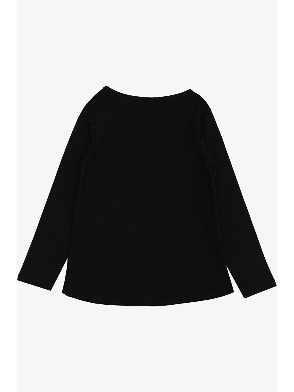 Kız Çocuk Uzun Kollu Tişört Yazı Baskılı Simli Siyah (6-12 Yaş)-1