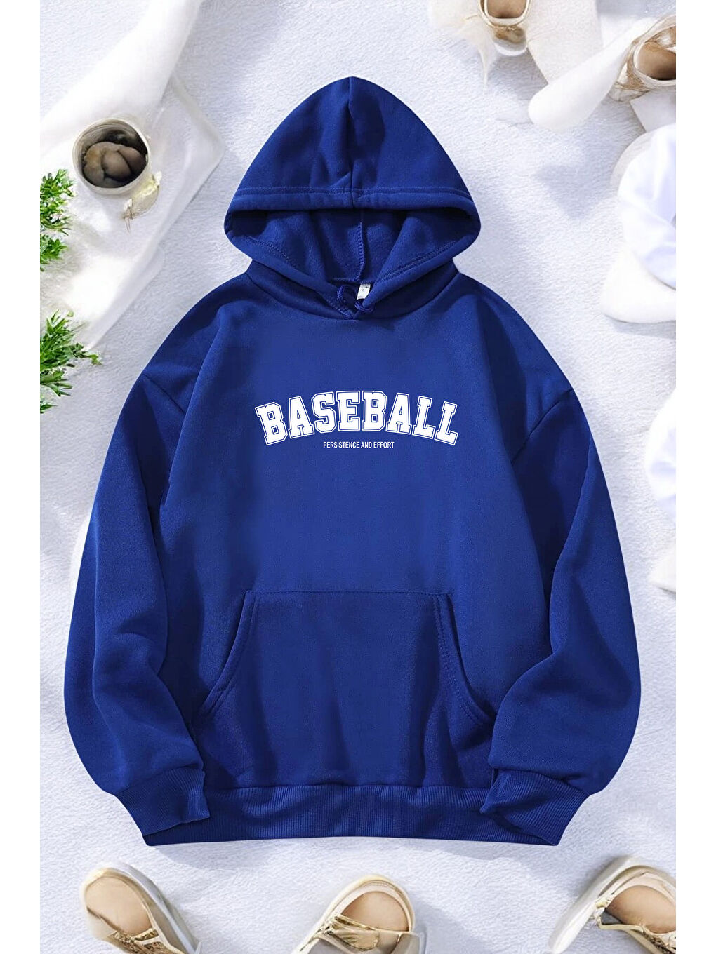 uyguntarz Mavi Baseball Baskılı Oversize Sweatshirt