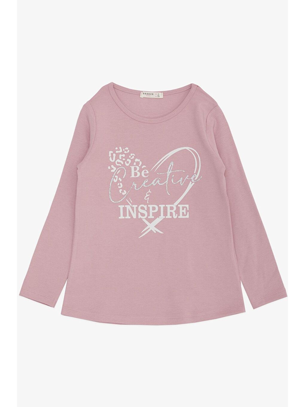 Kız Çocuk Uzun Kollu Tişört Yazı Baskılı Simli Lila (6-10 Yaş)
