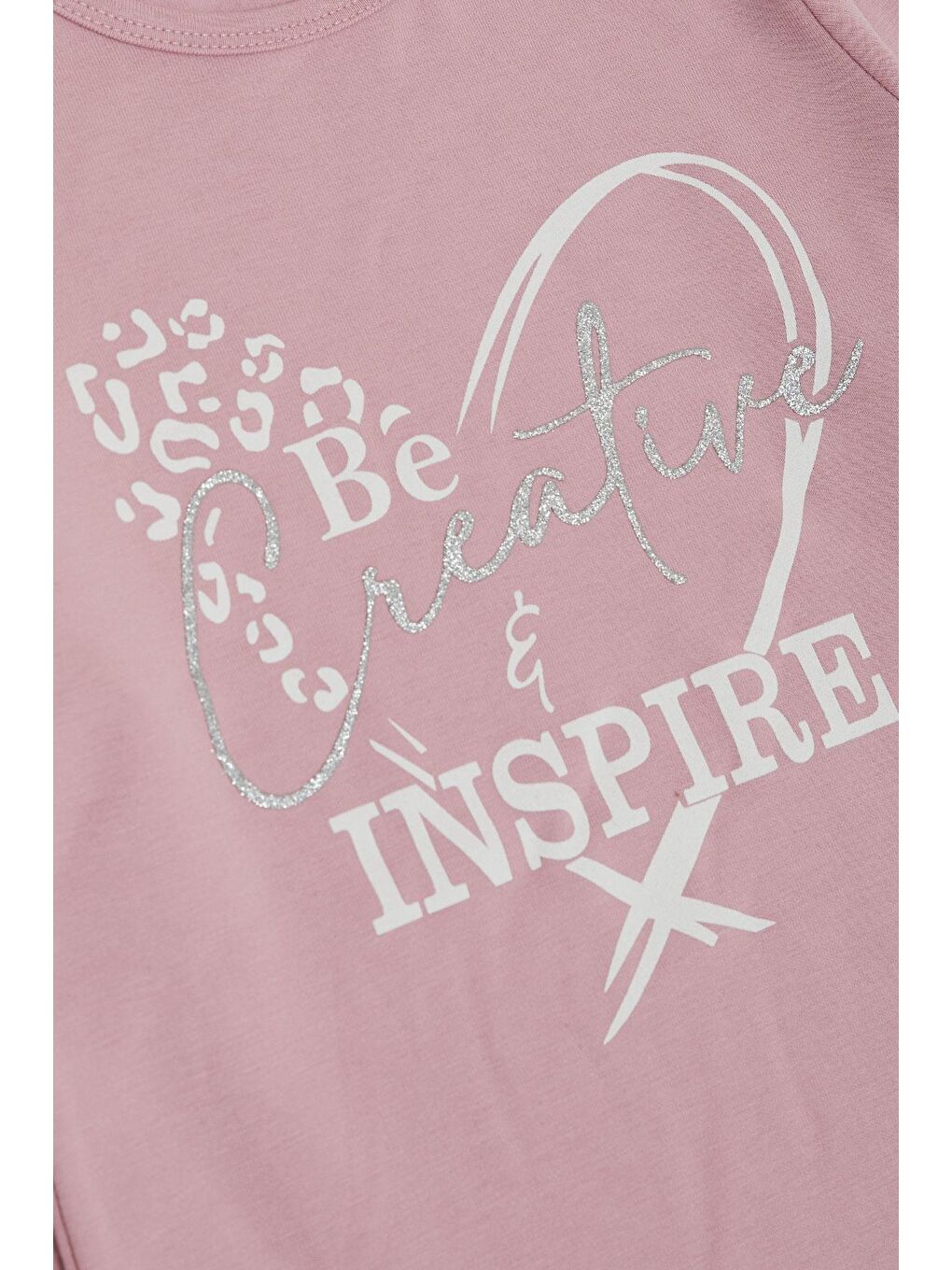 Kız Çocuk Uzun Kollu Tişört Yazı Baskılı Simli Lila (6-10 Yaş)-2