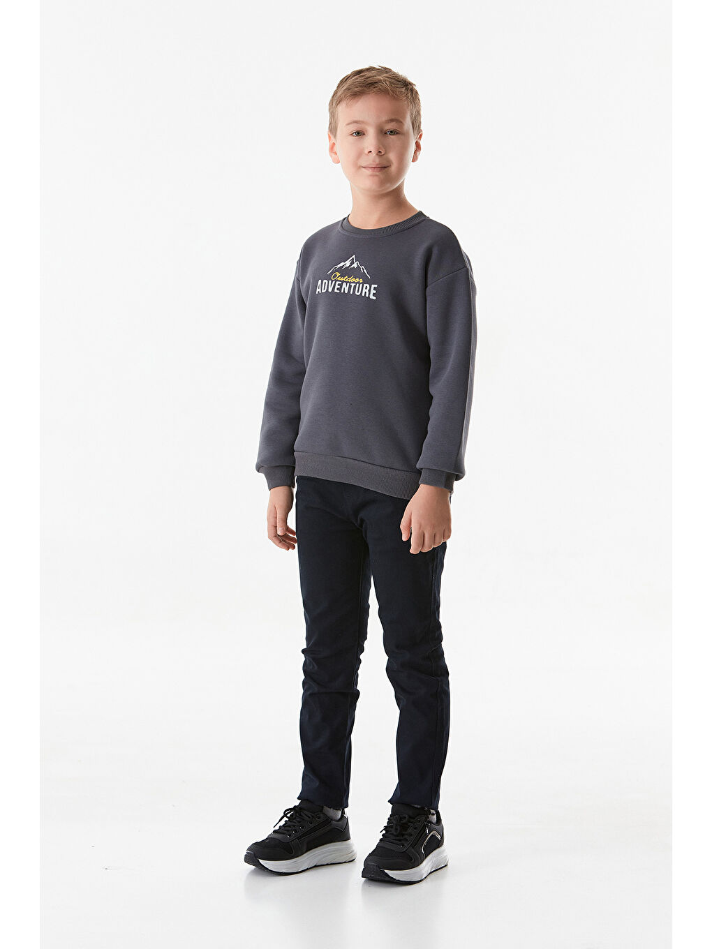 Fullamoda Füme Adventure Yazı Baskılı Erkek Çocuk Sweatshirt - 1