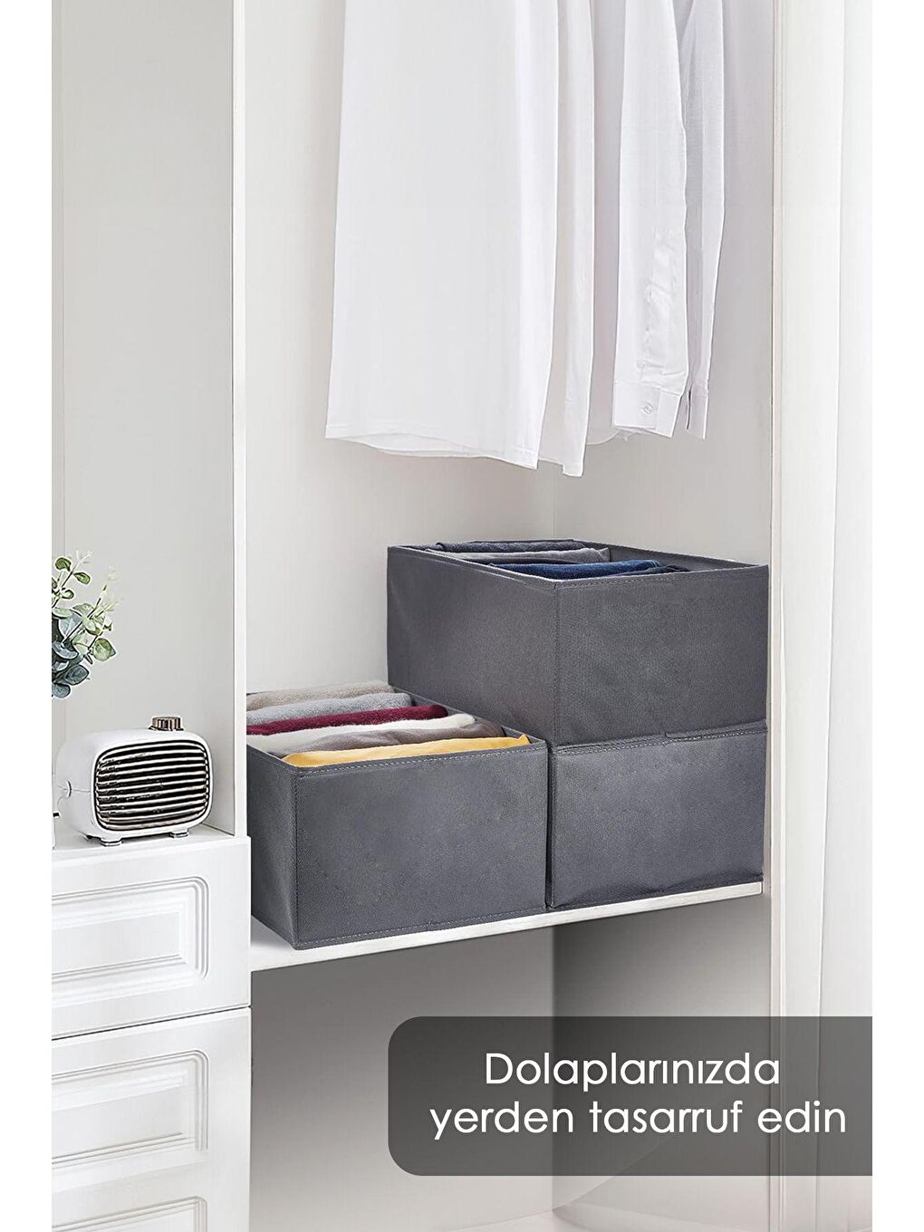 Gri 3 Adet 5 bölmeli Çekmece İçi Düzenleyici,Dolap Çamaşır Düzenleyici, Saklama Kutusu Organizer-5